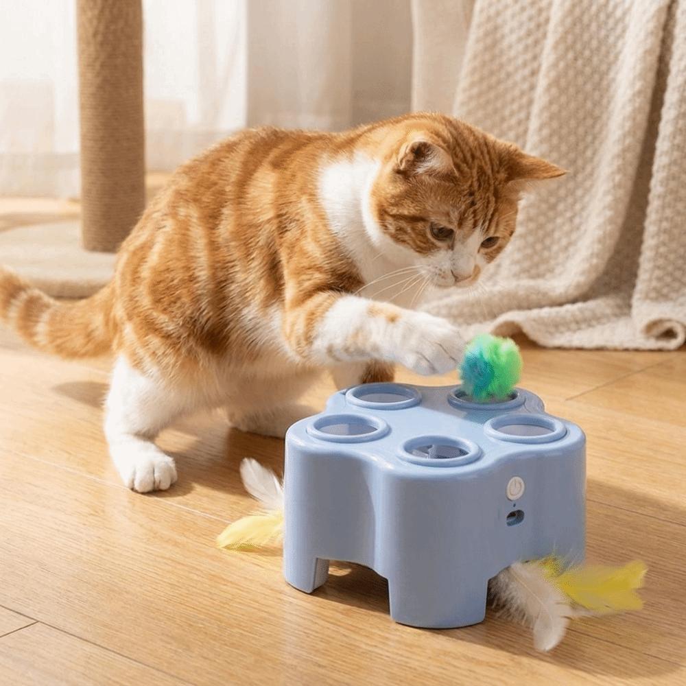 Funny Electric Cat Toy Simulation Feather Cat Chase Game Toy Cat Whack-a-mole Toy Indoor Playing