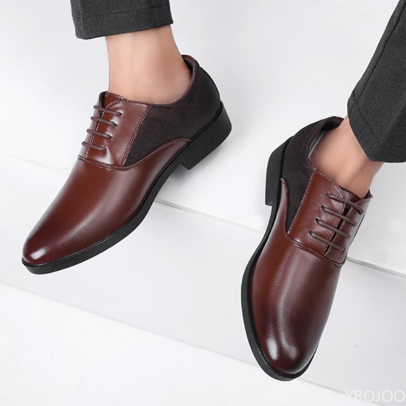 Fashionable New Men's Leather Shoes Classic Pointed Formal Wedding Business Men's Formal Dress Shoes Lace Up Zapatos De Hombre