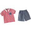 DAVE & BELLA Jungen Rot Gestreiftes Polo-T-Shirt & Shorts Set