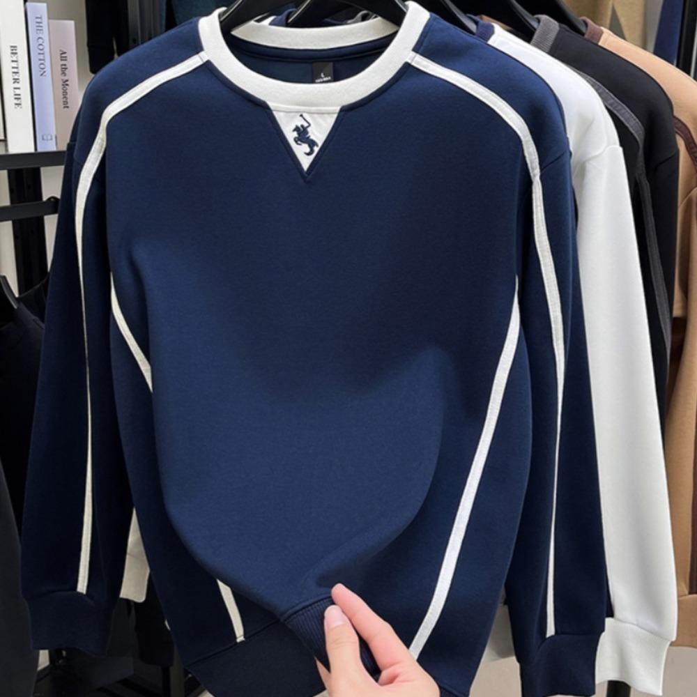 Fashionable and Casual Round-neck Men's Long-sleeved Top for Autumn and Winter Fitness and Sports