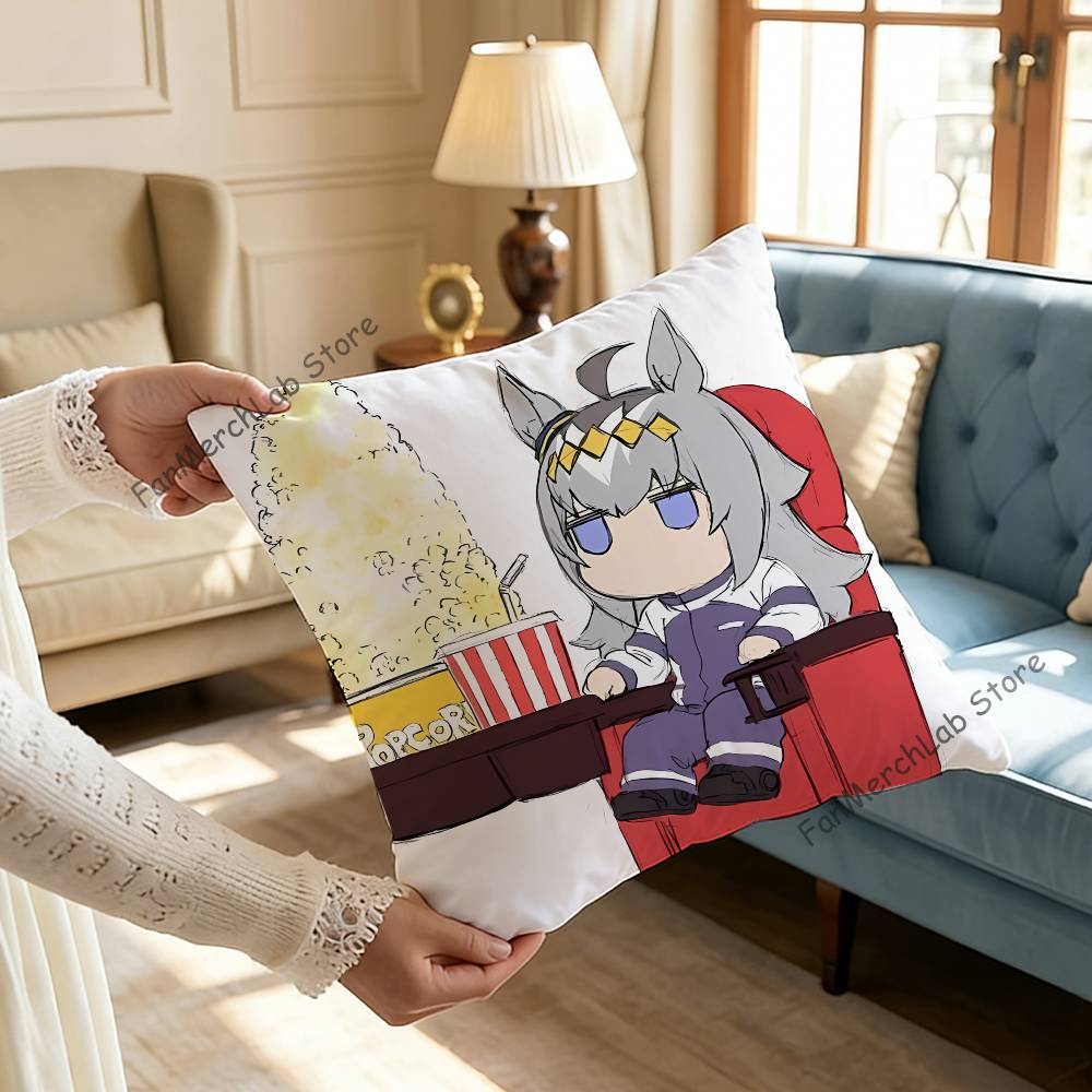 PPretty Anime DDerby OOguri CapS Cushion For Bedroom Car Coffee Shop Room and Living Room Sofa Decorative Pillow Cover Case