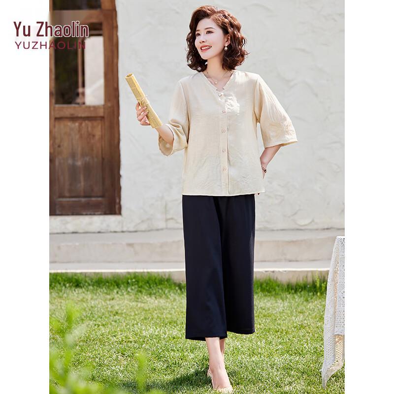 Yu Zhaolin Women's Cotton Linen Summer Two-Piece Set