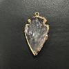 1Pc, Natural Stone Healing Crystal Arrow Pendant with Golden Edge, Boho Jewelry for Necklace Making & Daily Wear, 2026 Fashion Handmade Accessory