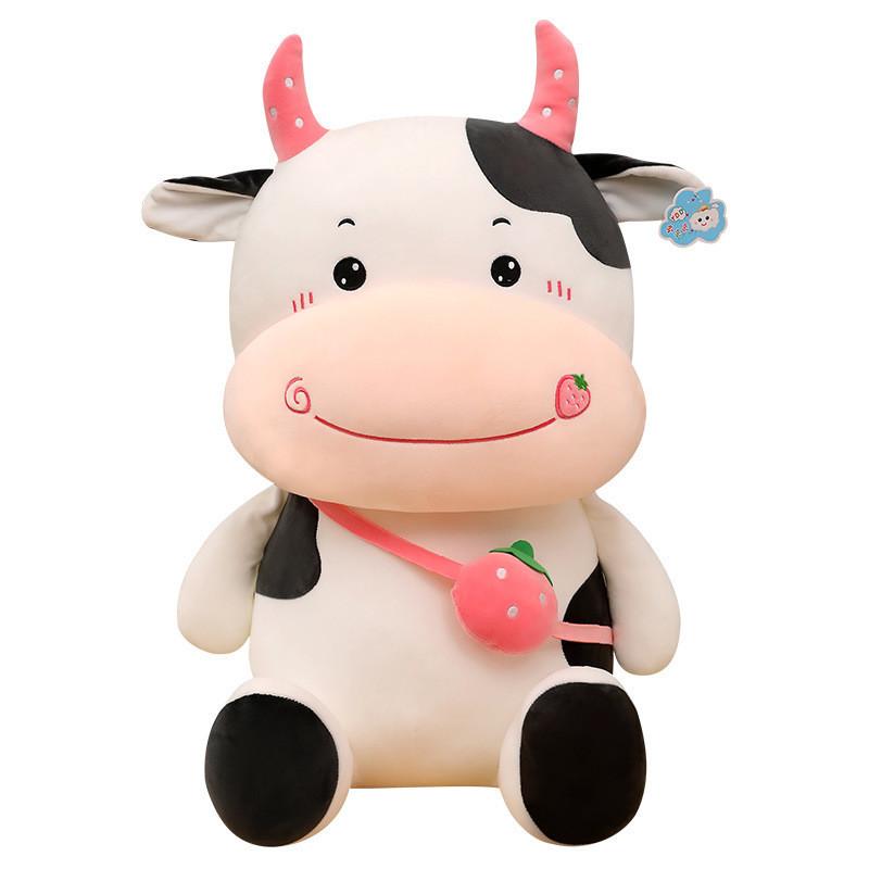 With Fruit Cow Backpack Plush Toy Cartoon Stuffed Animal Doll Gift Decoration