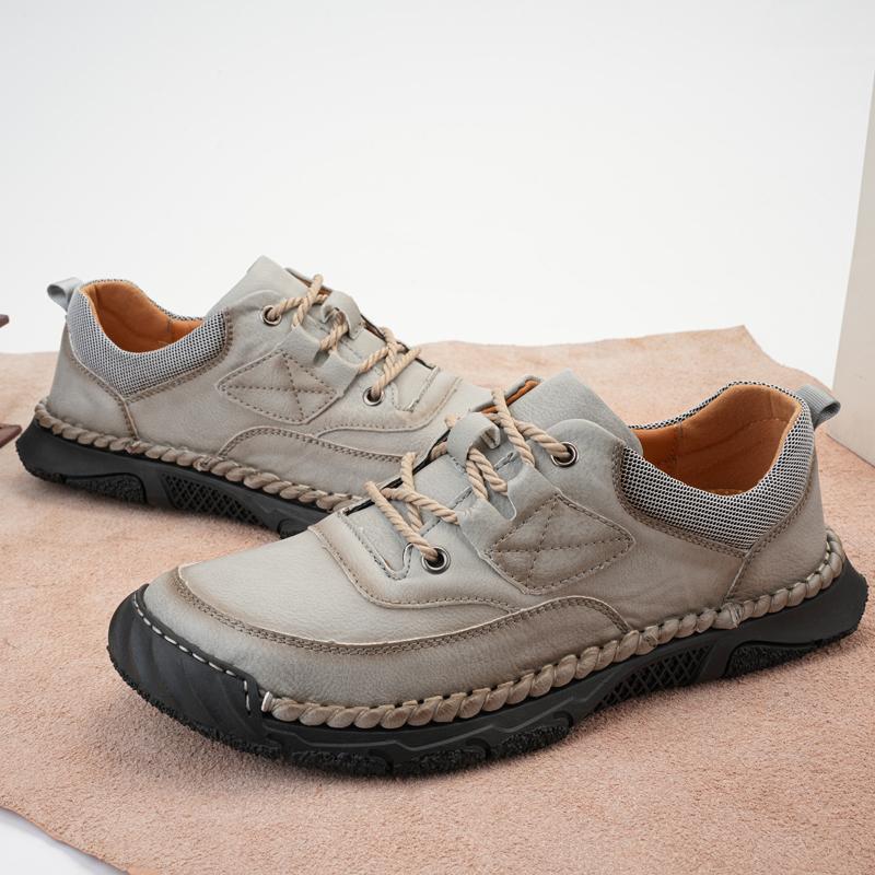 Fashion 2024 New Men Leather Casual Shoes Spring Classic Italian Fashion Lace-Up Antiskid Loafers Leisure Flat Designer Walking Shoes
