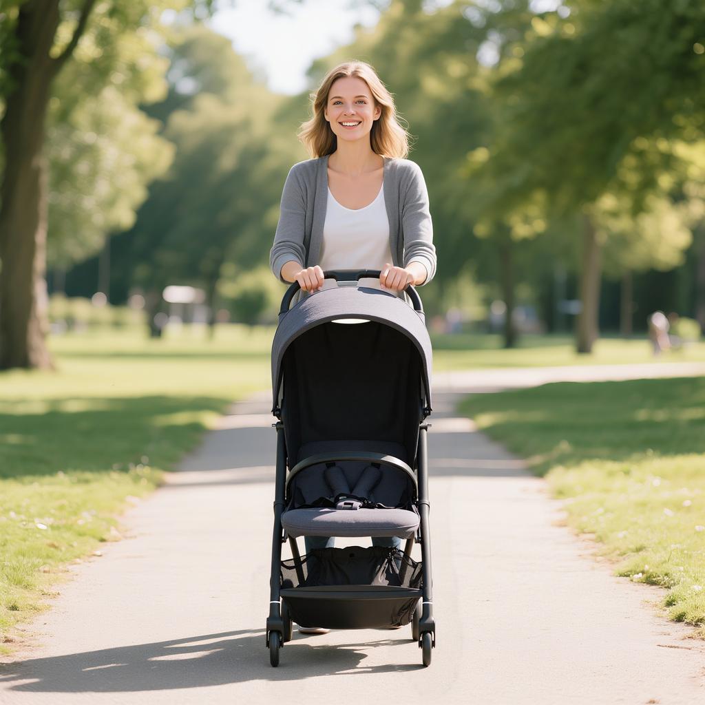 Faltbarer Kinderwagen, Verstellbare Rückenlehne, Fußstütze, Verdeck, Einkaufskorb, Gurtsystem, 15 kg, Dunkelgrau