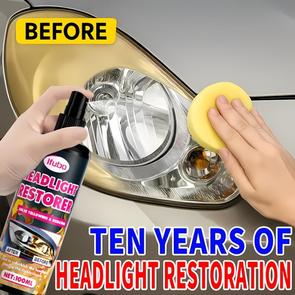 Professional Car Headlight Restoration Kit - Removes Yellow Coating, Enhances Brightness & Scratch Removal with Polishing | PE M