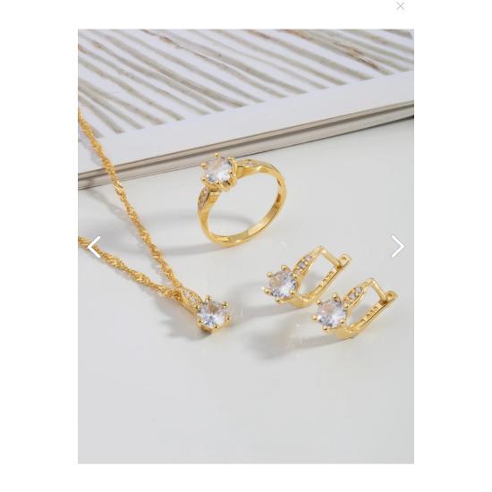Singapore Chain Diamond Model Almond Under Stalk Nail Single Stone Silver Jewelry Set