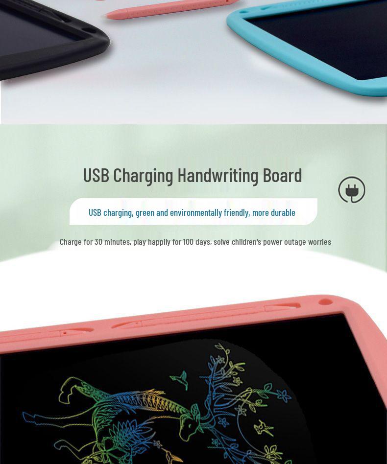 15" Rechargeable LCD Writing Board: High-Brightness Color Drawing Tablet for Smart Office and Children's Early Education.