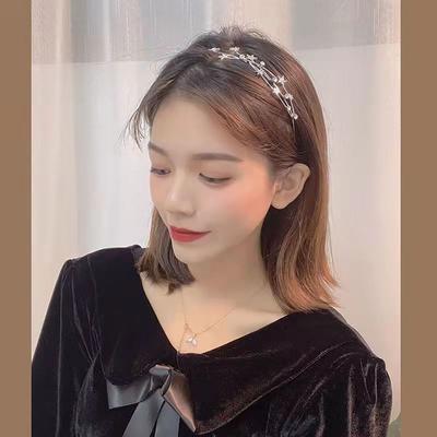 1Pcs Durable Multilayer Pearl Butterfly Rhinestone Star Headband Metal Star Leaves Women Hairband Hollow Hair Hoop Bezel Girls
