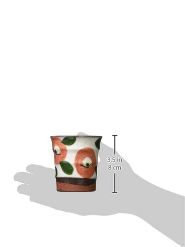 Hasami Ware Zuiko Kiln Red Clay Camellia Teacup, Red, 52065