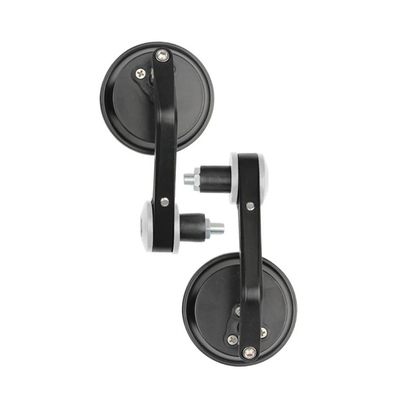 Universal Motorcycle Aluminum Alloy Mirrors Round Folding Bar End Side Mirror Motorbike Conversion Round Cherry Handlebar Mirror