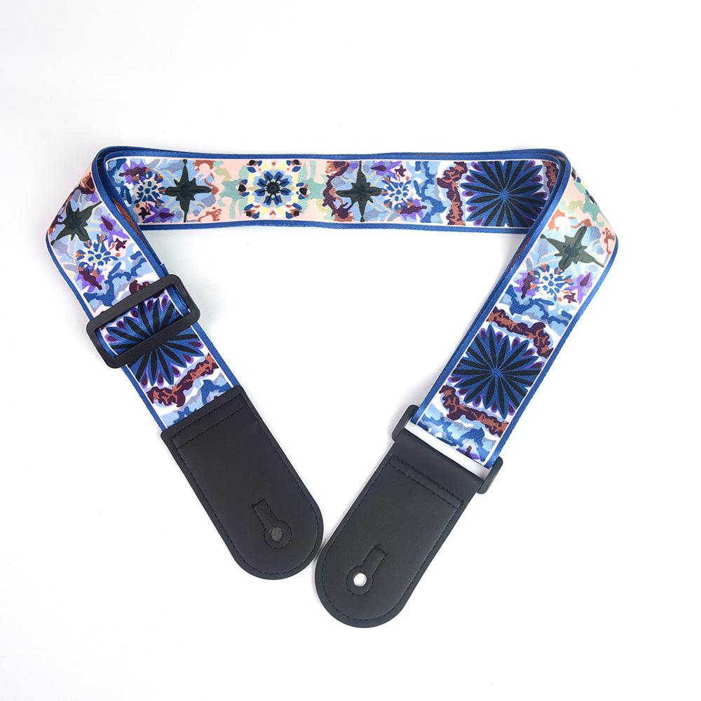 Classical Cartoon Guitar Strap Vintage Ethnic Style Adjustable Strap for Folk Electric Guitar Bass Ukulele Guitar Accessories