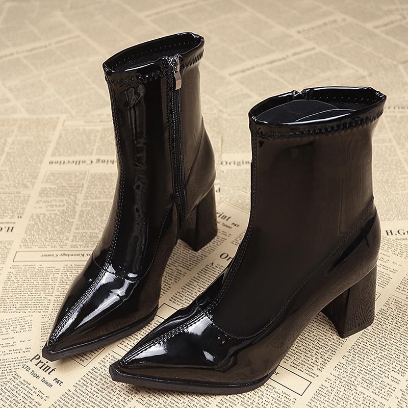 Women Ankle High Heels Chelsea Boots Pointed Toe Shoes Goth Designer Pumps Winter 2025 New Brand Shoes Women Motorcycle Boots