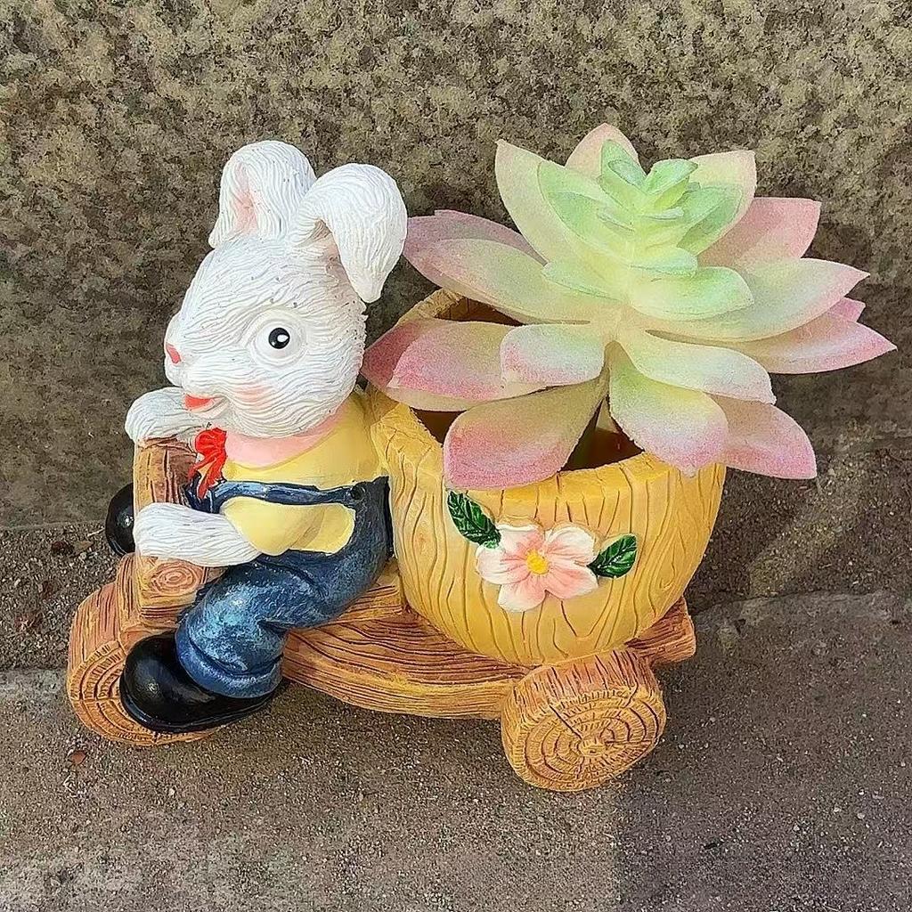 New cute animal bunny countryside succulent flowerpot decoration resin crafts