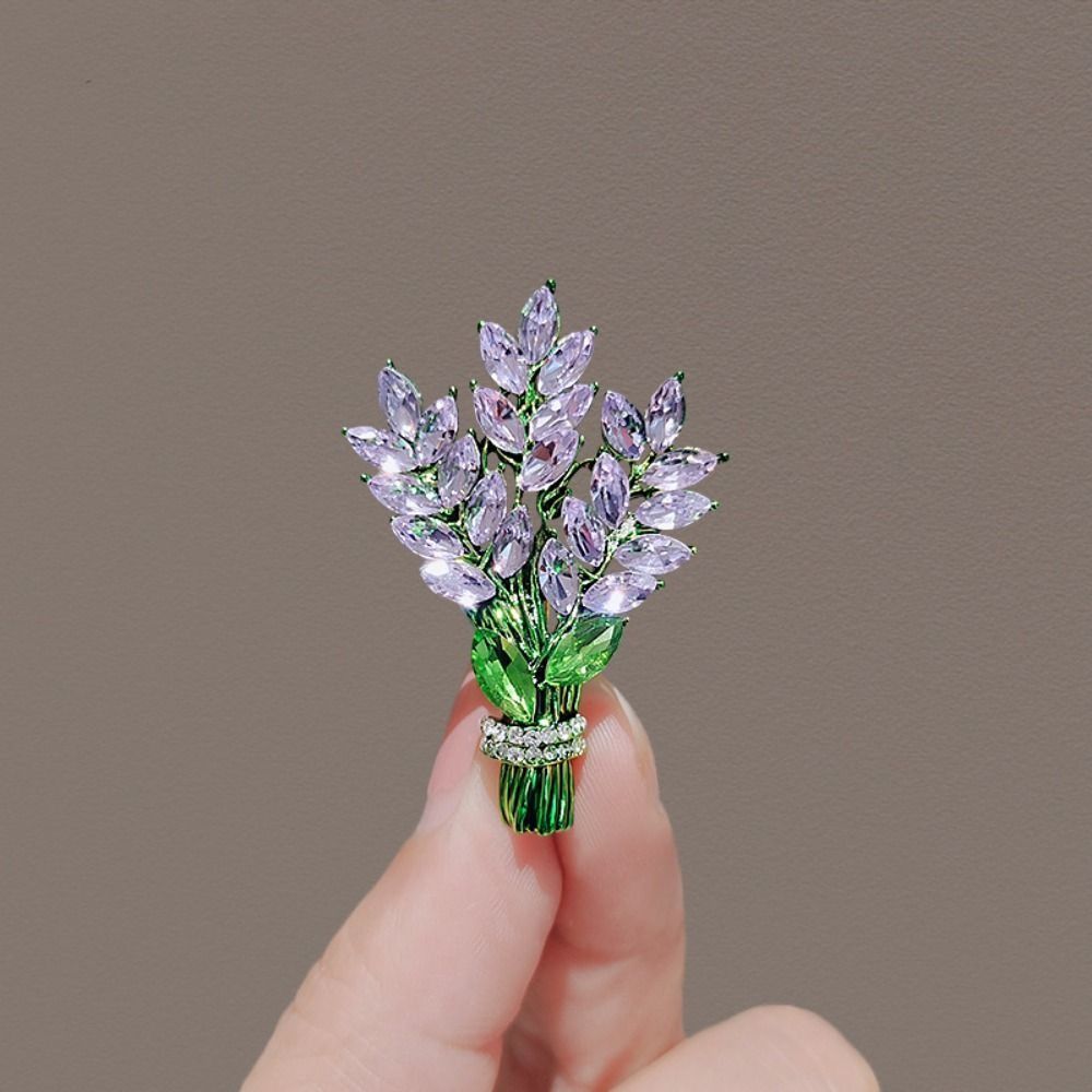 Crystal Lavender Brooch Flower Crystal Lavender Lapel Pins Lavender Women Brooch  Ornament