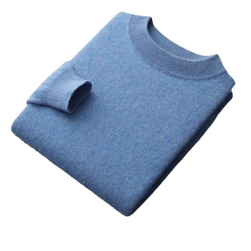 Maglione da uomo in cashmere a collo alto a metà: Maglione a maniche lunghe in pura lana per Autunno/Inverno, tinta unita, strato base spesso.