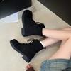 Fashion Lace-up Suede Booties Autumn and Winter New Round Toe Soft Sole Non-slip Wear-resistant Block Heel Women's Shoes