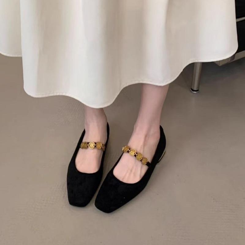 Fashion 2025 Women's Fashionable simple and elegant Flat Velvet Surface Slip-On Low Heel Fashion Single Shoes Suitable