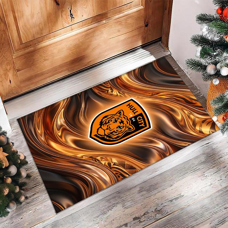 Kobercový potisk fotbalového klubu Hull City z křišťálového sametu, Pohodlný, Savý, Protiskluzový, Koberec na podlahu do interiéru