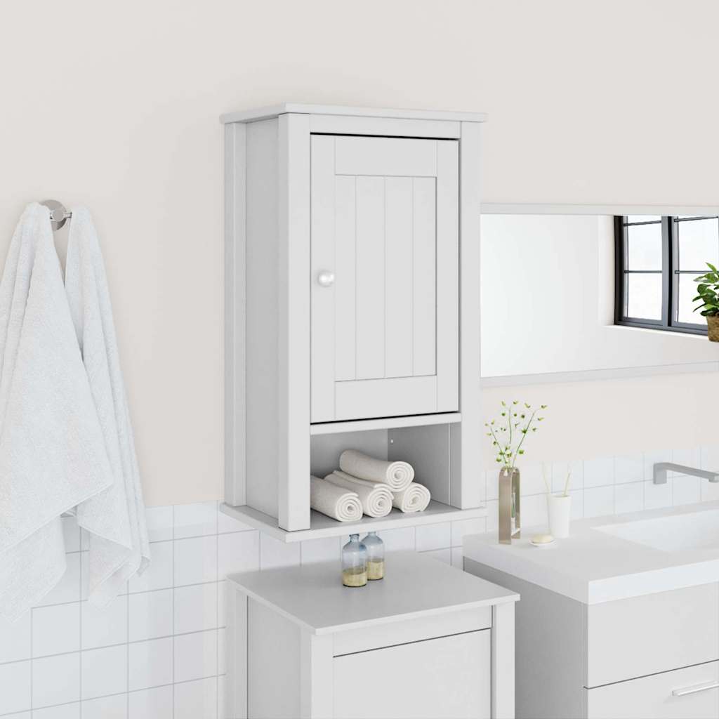 Vidaxl White Berg Bathroom Wall Cabinet, 40X27X71.5, Solid Pine
