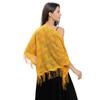 Women's Triangle Lace Shawl with Tassels Waved Shoulder Wrap Shawl Scarf for Bridal Gowns and Evening Parties