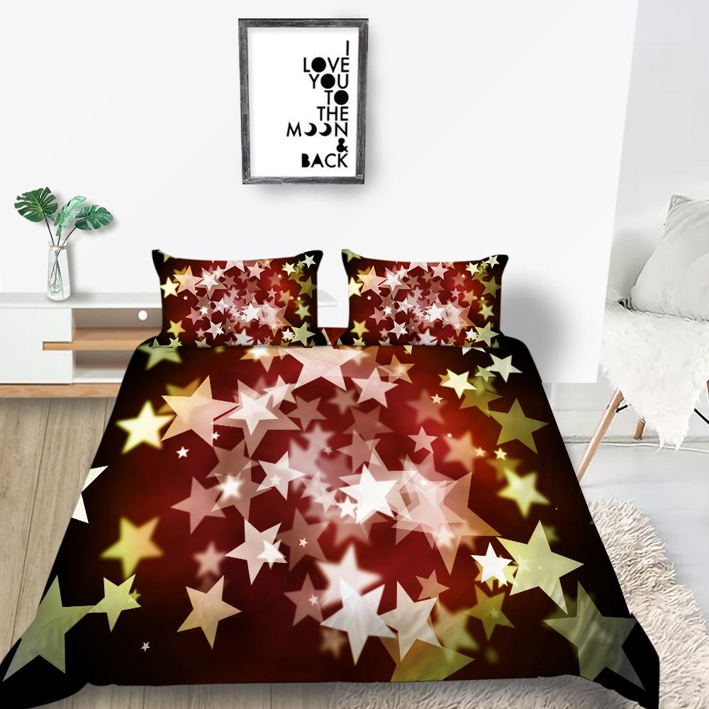 Star Bed Cover Set Sky Home Textiles Bedding Suit with Pillowcase Bedclothess 2/3 Pcs Girls Women Duvet Covers