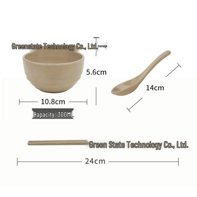 Japanese Thickened Rectangular Compartment Plate - Rice Husk Material, Deepened Sections for Adult Meal Serving