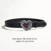 New Leather Heart-Shaped Belt Engraved Buckle Rivet Wide Waistband Belt Metal Rose Dress Waistband Gothic