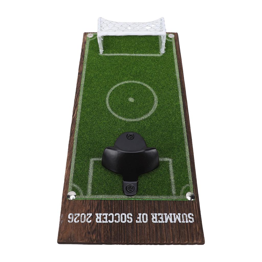 Soccer Field Bottle Opener with Cap Catcher Wood Iron Wall Mounted Beer Bottle Opener Wall Decor for Soccer Fans