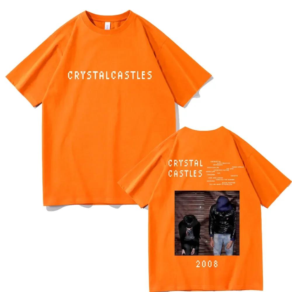 Crystal Castles Doppelseitig Bedruckte T-Shirts Unisex Wounisex Hip Hop Rock Übergroße T-Shirts Herren Gothic T-Shirt Unisexs Vintage T-Shirt B