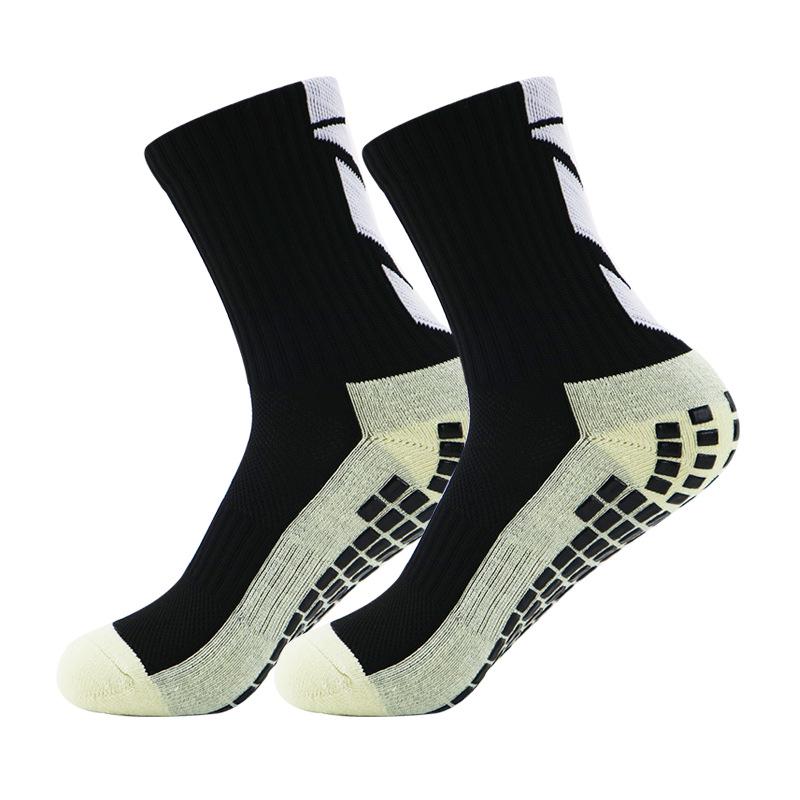 Men's Non-Slip Glue-Dot Football Socks - Thick Towel Cushion, Mid-Tube Training Sports Socks