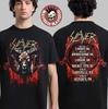 Slayer Farewell Tour 2025 Baphomet Head Art Maglietta a Due Lati con Date del Tour Maglietta Unisex