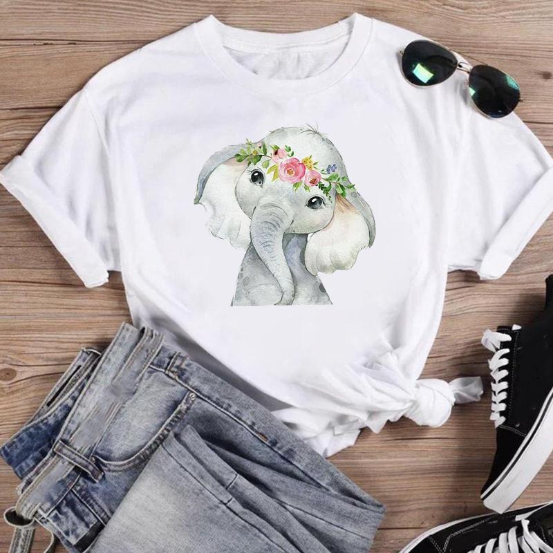 (Asian Size) Short Sleeve Print Cactus Trend Lovely Style Female T Clothing Summer Top Casual Ladies Graphic Tee Women's Fashion T-shirt