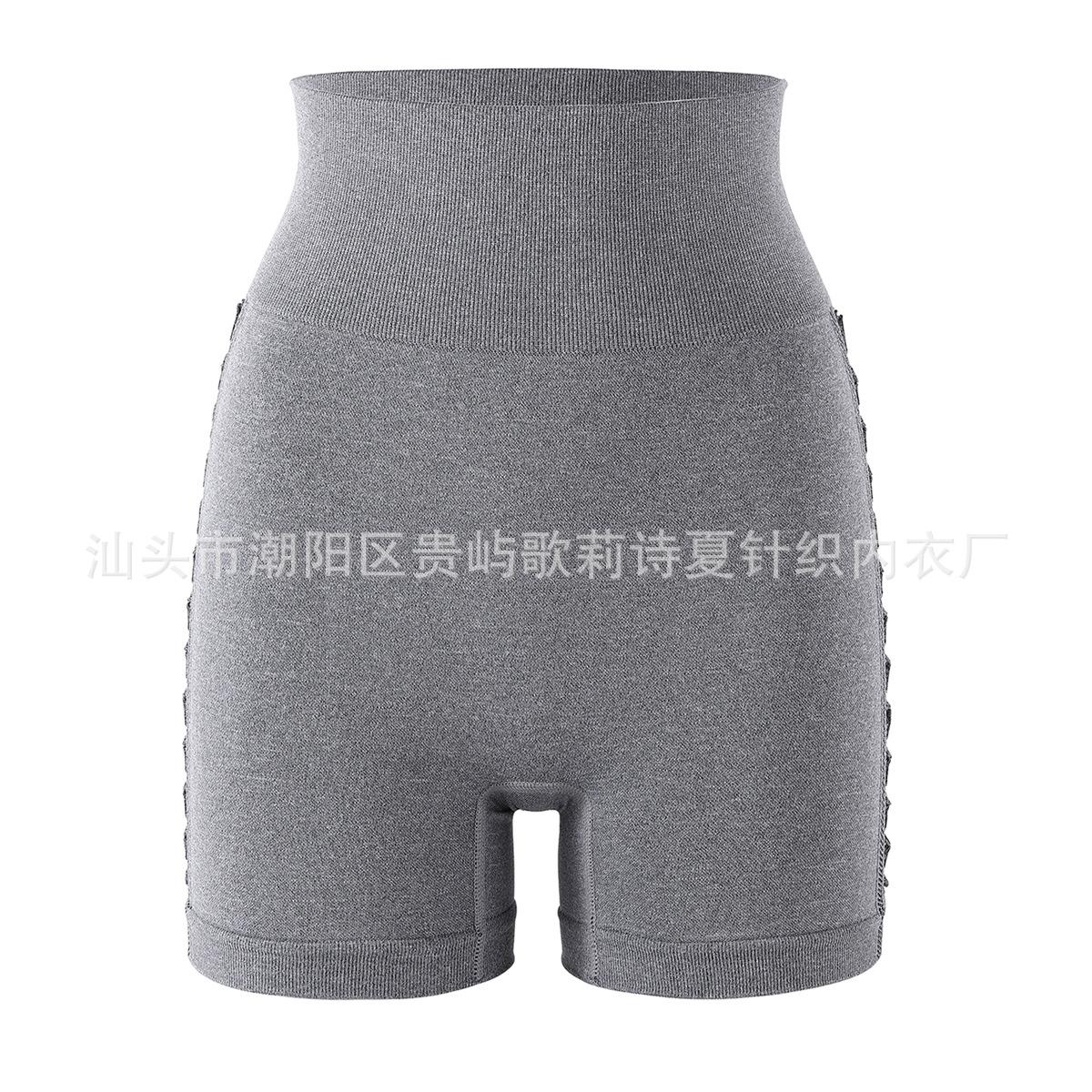 

Sports shorts popular high elastic fitness training yoga pants cycling quick drying sports yoga high waist hip lift three-point shorts XL сірий колір