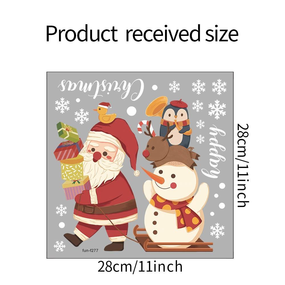

1pc Dancing Santa Claus Snowflake Gift Box Home Decoration Glass Doors and Windows Stickers 28x28CM
