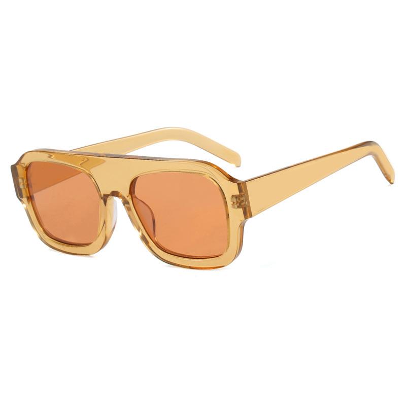 Luxury Square Sunglasses For Women New Vintage Thick Frame Leopard Orange Sun Glasses Female Fashion Polygon Flat Top Eyewear
