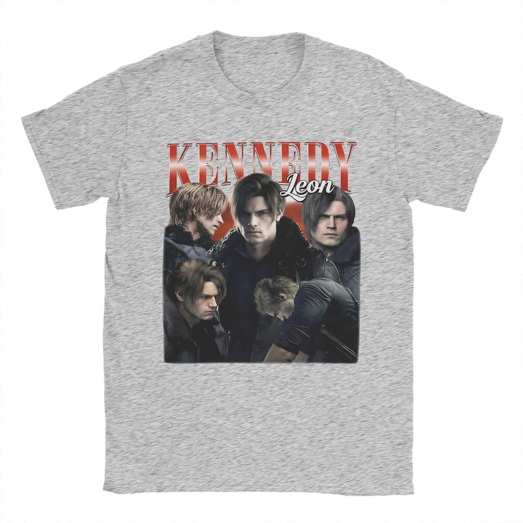 Handsome Unisex Leon Kennedy Gamer Fans Art TShirt for Unisex Vintage Pure Cotton Tee Shirt O Collar Short Sleeve T Shirt Plus Size