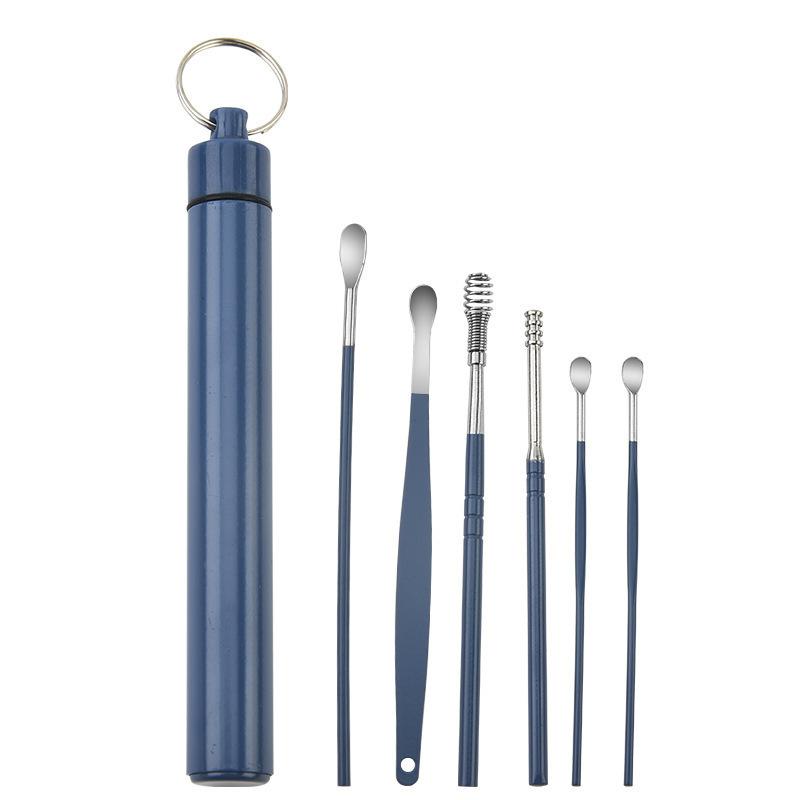 6PCS Stainless Steel Earpick Ear Cleaner Spoon Ear Care Cleaning Tool Earwax Removal Kit Ear Pick Vax Remover Cleanser Health