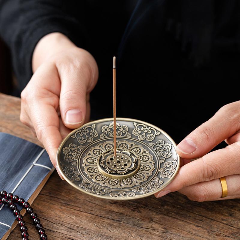 1Set Lotus Fragrance Insertion Meditation Zinc Alloy Home Furnishing Incense Burner Plate Fragrance Fragrance Tray Yoga