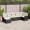 VidaXL 7-piece Garden Sofa Set with Cushions In Black Poly Rattan 3354116