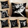Handsome Black Nordic Cat Pillow Case Printed Brushed Fleece Pillow Baby Skin-Touch Eco-Friendly Dye-Sublimat