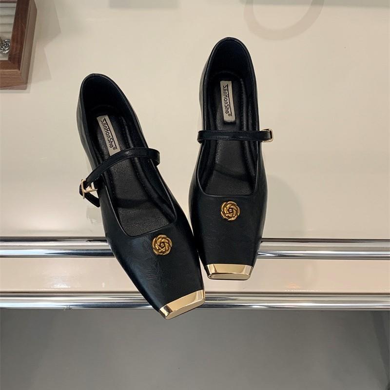 2025 Spring New Square Head Single Shoes with Temperament Retro Evening Shoes High Sense Small Fragrant Mary Jane Shoes