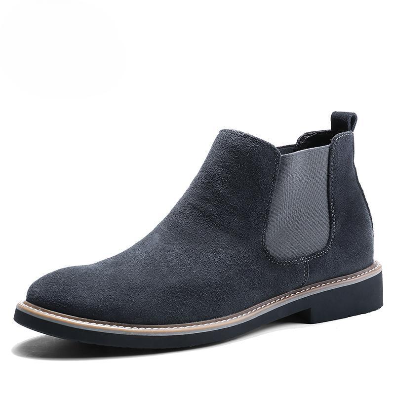 Freizeitschuhe für Herren Neue Mode Lässig Herren Knöchel Chelsea Stiefel Herrenschuhe Kuh Wildleder Leder Slip On Motorrad Herrenstiefel