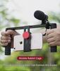 Manjike Portable Aluminum Phone Cage with Light and Mic for Live Streaming