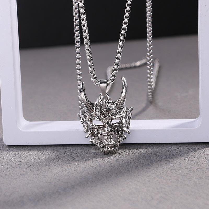 

Европейское и американское готическое ожерелье с подвеской в виде маски рогатого призрака - Ретро подарок на Хэллоуин