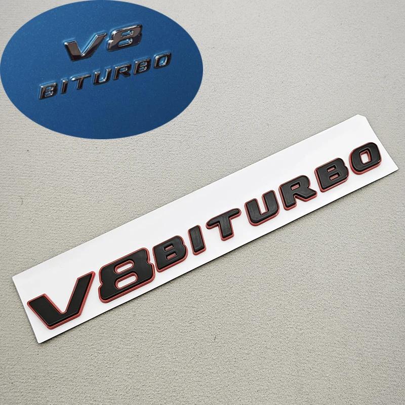 3D ABS Chrome Logo V8 BITURBO Emblem Car Fender Side Badge Decal For Mercedes Benz AMG C63S C63 E63 G63 G500 Sticker Accessories