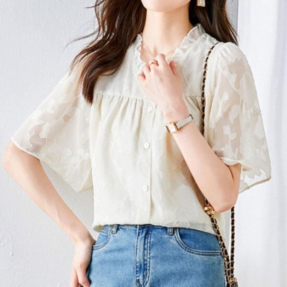 NaVaVa Flower Lace V Neck Short sleeVe Blouse Nb2262