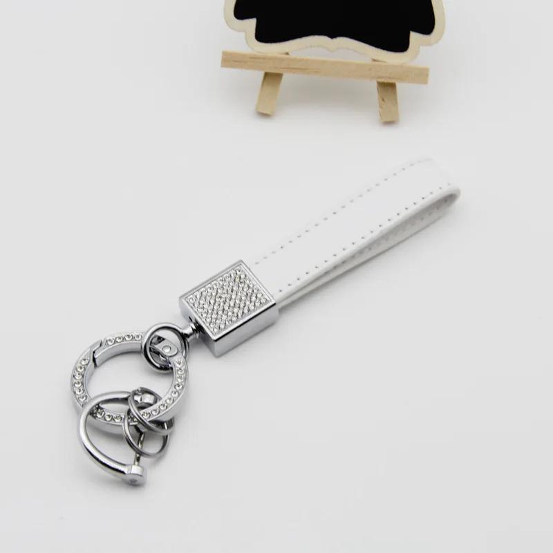 Modny skórzany brelok z kryształkami górskimi PU, breloczek sprężynowy z zapięciem na kluczyki samochodowe, akcesoria, breloczki dla kobiet