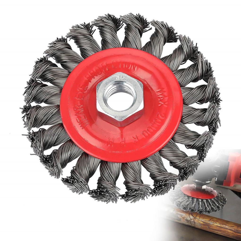 Gezopfte Drahtbürste Gewindeaufnahme Knoten Tragbare Winkelschleifer-Zopfbürsten Rostentfernungswerkzeuge für Außen